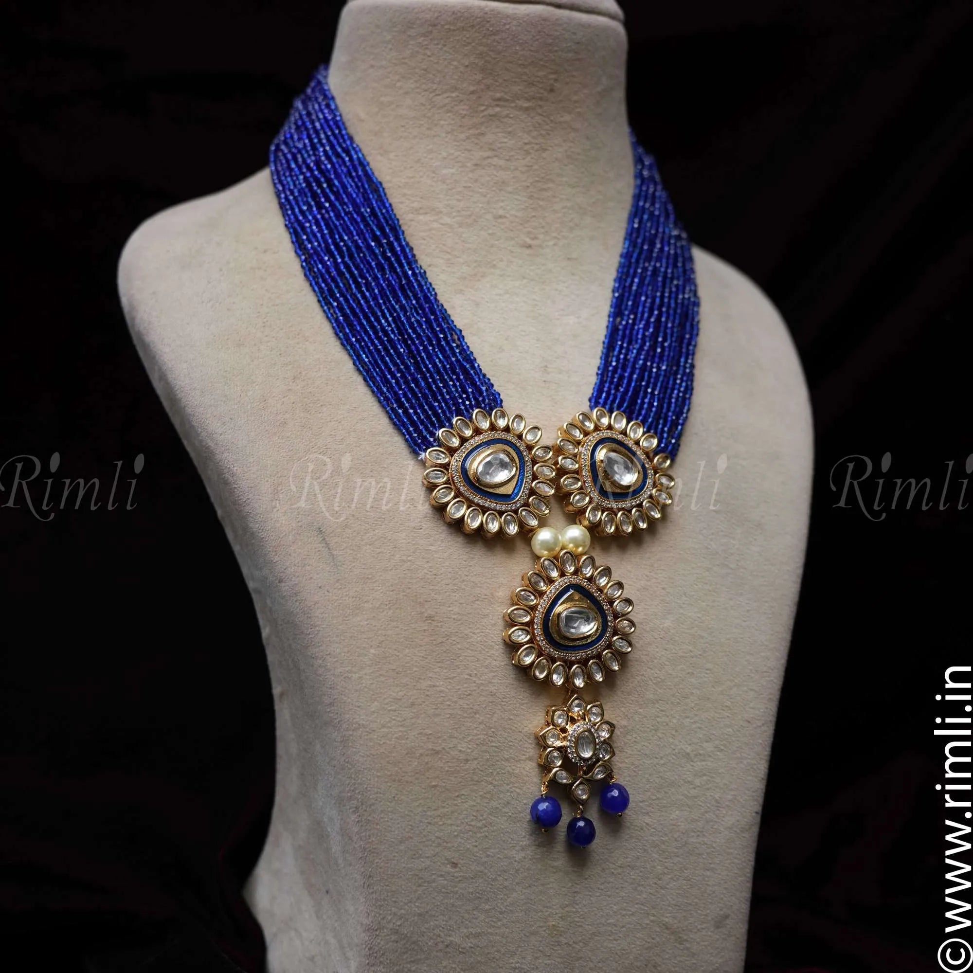 Buy quality Natural Blue Sapphires and Pearls 5 Line Necklace JSS0193 in  Hyderabad